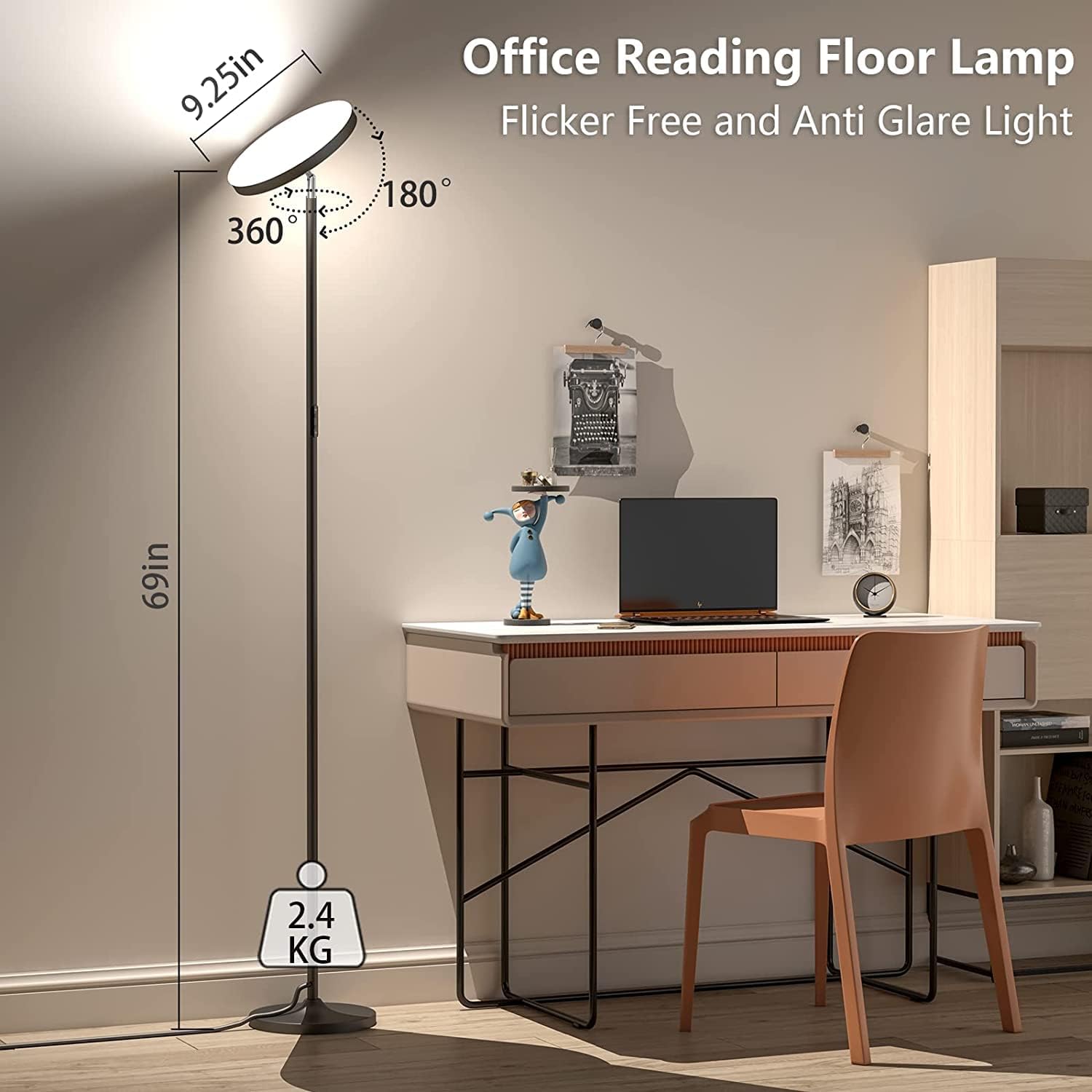 Keepsmile Double Side Lighting Led Floor Lamp with Remote Smart App 36W/2600LM Bright Tall Standing RGB Floor Lamp Angle Multicolor Dimmable Modern Floor Lamps for Livingroom Bedroom Office - Image 6