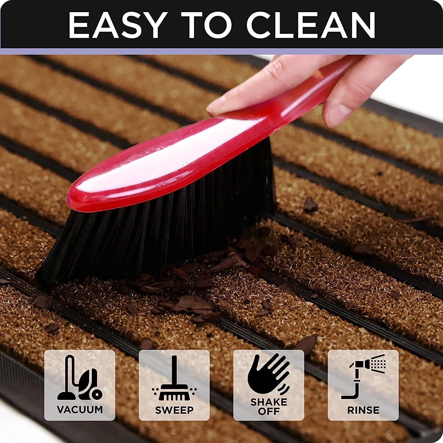 ubdyo Extra Durable Door Mat - Dirt Trapping Outdoor Welcome Mats - Non-Slip Outdoor Indoor Entrance - Low Profile Front Doormat (30" x 17", Bright Brown) - Image 4