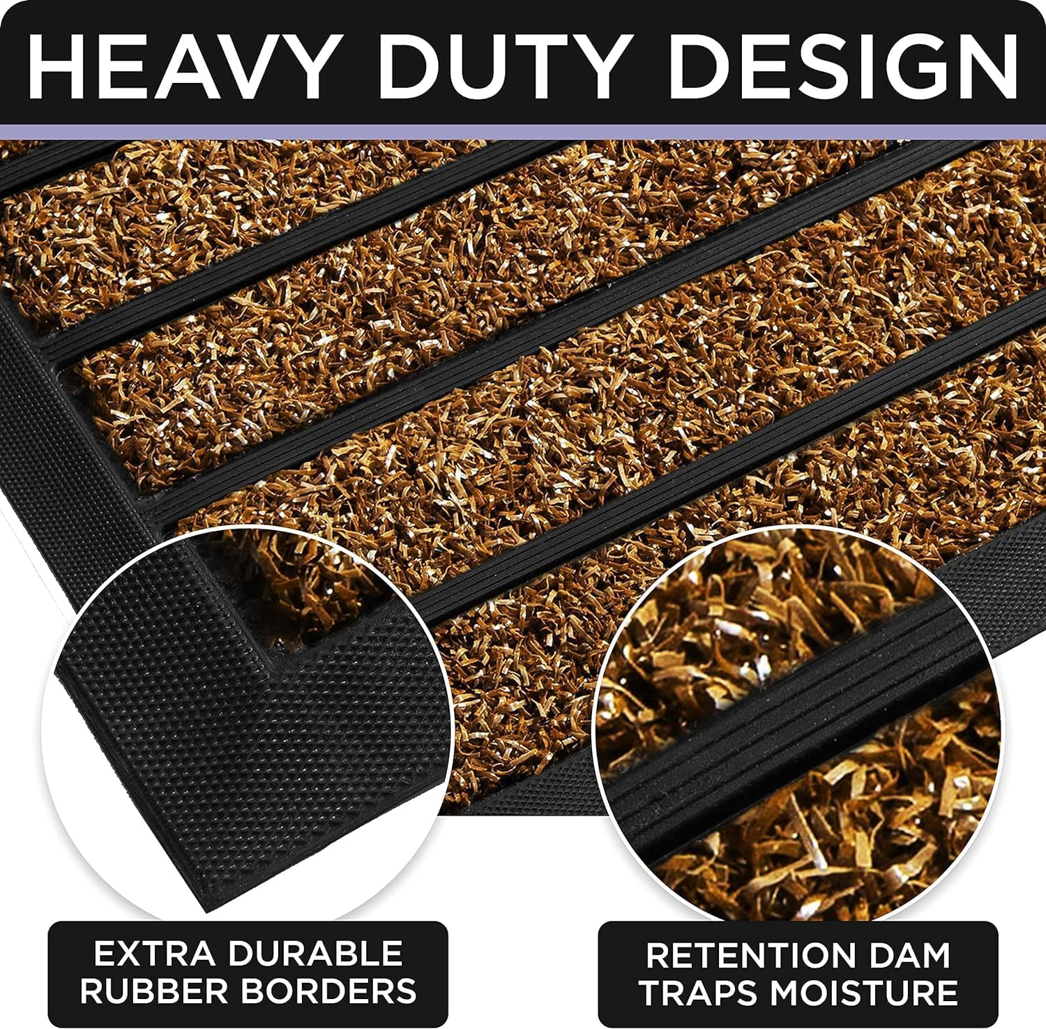 ubdyo Extra Durable Door Mat - Dirt Trapping Outdoor Welcome Mats - Non-Slip Outdoor Indoor Entrance - Low Profile Front Doormat (30" x 17", Bright Brown) - Image 5