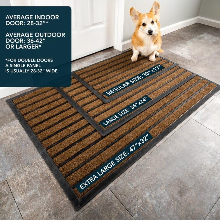 ubdyo Extra Durable Door Mat - Dirt Trapping Outdoor Welcome Mats - Non-Slip Outdoor Indoor Entrance - Low Profile Front Doormat (30" x 17", Bright Brown) - Image 7