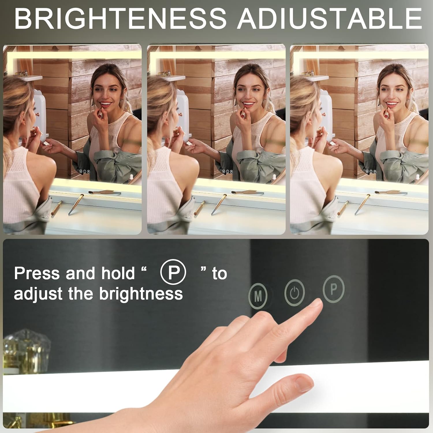 Vanity Mirror with Lights, 23" x 18" Makeup Mirror, Hollywood Mirror with 3 Color Modes & Adjustable Brightness, Detachable 10x Magnification and USB Charging Design (White) - Image 3